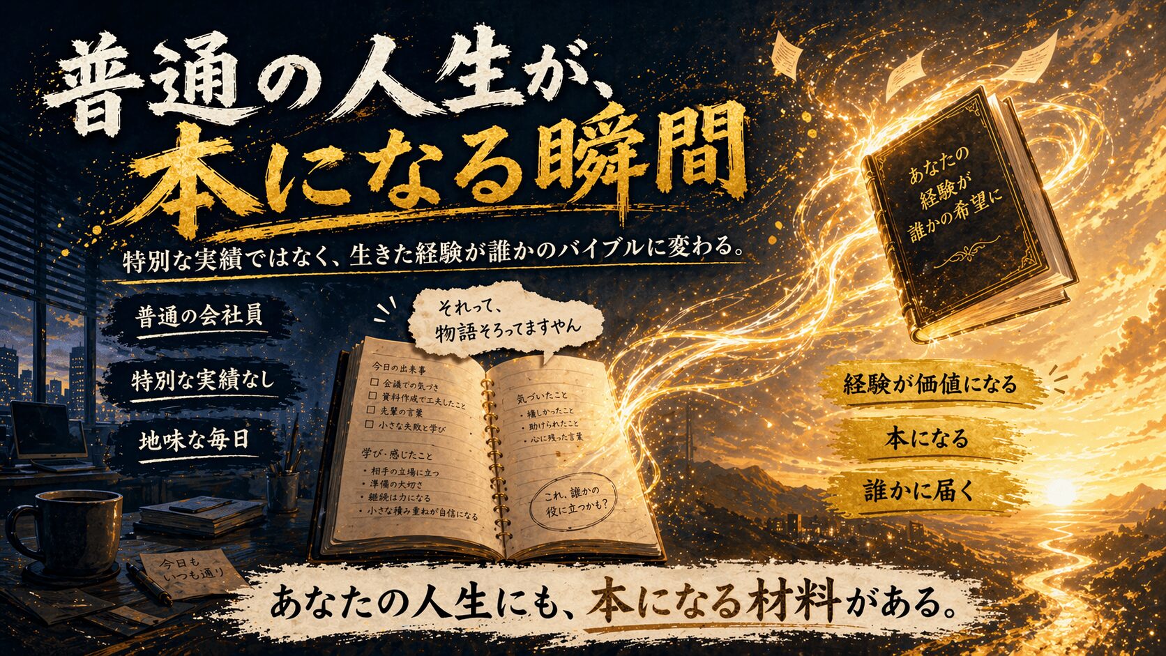 「普通の会社員」の人生が本になる3つの条件_01｜Kindle出版ブランディングコーチけいすけ